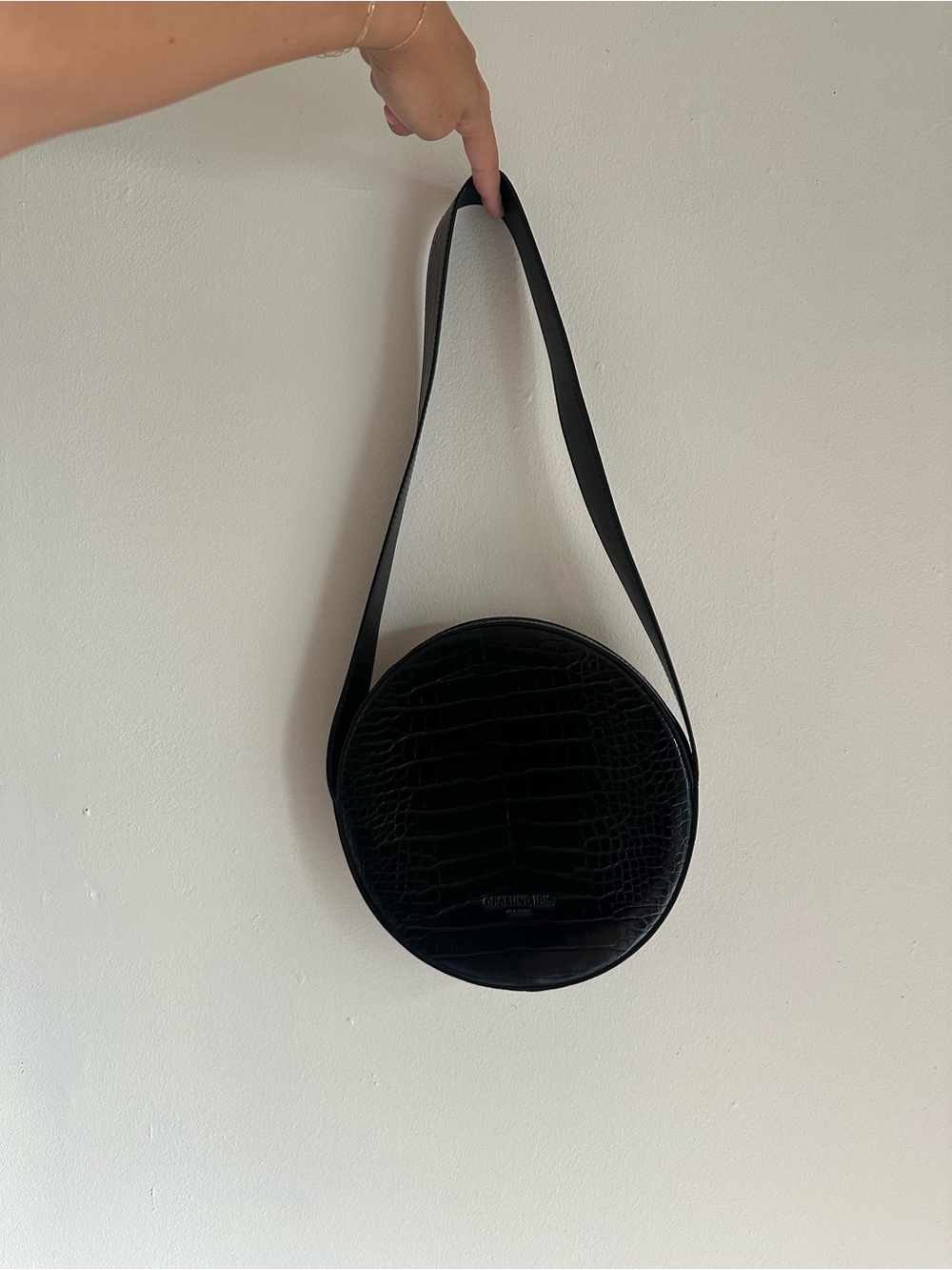 Orseund Iris Black Croc Round Crossbody Bag